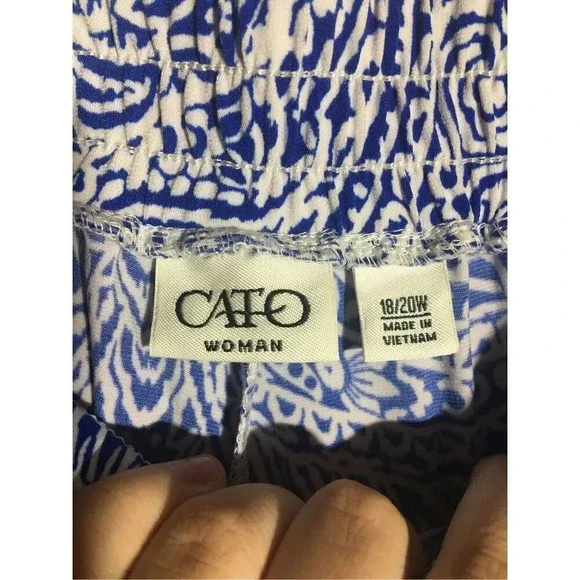 Womens Cato Pants Dressy Formal Career Work Office Patterned Blue White Vintage - Picture 4 of 5